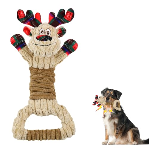 Vehomy Christmas Dog Squeaky Toy Christmas Dog Elch Plush Toy Xmas Pet Dog Puppy Reindeer Tug of War Toy Interactive Dog Toy Snowman Elch von Vehomy
