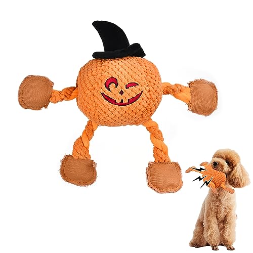 Vehomy Halloween Dog Squeaky Toy Dog Halloween Pumpkin Teething Toy Pet Dog Chew Toy Puppy Tug of War Toys Pet Interactive Dog Toy for Small Medium Dogs von Vehomy