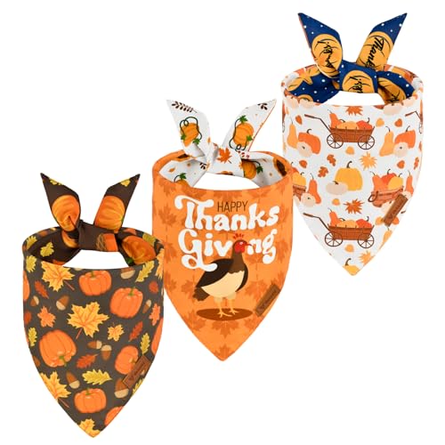 Vehomy Hundehalstuch, wendbar, mit Kürbis, Ahornblatt, Truthahnmuster, Haustier, Thanksgiving, Schal, Katze, Bandana für kleine, mittelgroße und große Hunde, 3 Stück Vehomy Hundehalstuch, wendbar, mit Kürbis, Ahornblatt, Truthahnmuster, Haustier, Thanksgiving, Schal, Katze, Bandana für kleine, mittelgroße und große Hunde, 3 Stück von Vehomy