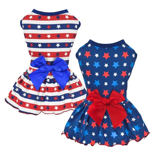 Vehomy Hundekleid zum 4. Juli, Unabhängigkeitstag, für Welpen, Katzen, USA-Flagge, Haustierkleidung, Kostüm, gestreift, Sterne, Röcke für kleine und mittelgroße Hunde, Größe M, 2 Stück Vehomy Hundekleid zum 4. Juli, Unabhängigkeitstag, für Welpen, Katzen, USA-Flagge, Haustierkleidung, Kostüm, gestreift, Sterne, Röcke für kleine und mittelgroße Hunde, Größe M, 2 Stück von Vehomy
