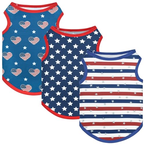 Vehomy Hundeweste für Hunde mit amerikanischer Flagge, ärmellos, Sternen- und Streifenmuster, Welpen-Tanktop, Unabhängigkeitstag, Haustierkleidung, patriotische T-Shirts für kleine, mittelgroße Welpen Vehomy Hundeweste für Hunde mit amerikanischer Flagge, ärmellos, Sternen- und Streifenmuster, Welpen-Tanktop, Unabhängigkeitstag, Haustierkleidung, patriotische T-Shirts für kleine, mittelgroße Welpen von Vehomy