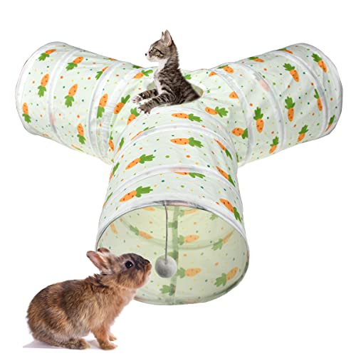 Vehomy Katzentunnel, 3-Wege-Falttunnel mit niedlichen Karottenmustern, kleines Haustier-Versteck, Aktivitätstunnel, Spielzeug für Kaninchen, Katzen, Hasen, Kätzchen, Zwerg, Meerschweinchen, Y-Form Vehomy Katzentunnel, 3-Wege-Falttunnel mit niedlichen Karottenmustern, kleines Haustier-Versteck, Aktivitätstunnel, Spielzeug für Kaninchen, Katzen, Hasen, Kätzchen, Zwerg, Meerschweinchen, Y-Form von Vehomy