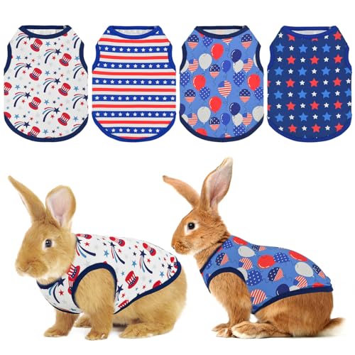 Vehomy Kleidung für kleine Haustiere zum 4. Juli, Unabhängigkeitstag, Kaninchenhemden, USA-Flagge, Kaninchenkostüm, Outfit, Kleintierweste für Frettchen, Meerschweinchen, Kaninchen, Kätzchen, Welpen Vehomy Kleidung für kleine Haustiere zum 4. Juli, Unabhängigkeitstag, Kaninchenhemden, USA-Flagge, Kaninchenkostüm, Outfit, Kleintierweste für Frettchen, Meerschweinchen, Kaninchen, Kätzchen, Welpen von Vehomy