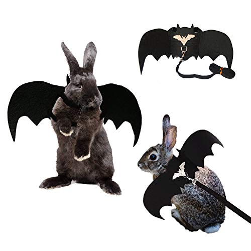 Vehomy Kleine Tiere Halloween Geschirr Leine Kostüm Kaninchen Kleine Fledermaus Flügel Bekleidung für Hasen, Kaninchen, Welpen und kleine Katzen Vehomy Kleine Tiere Halloween Geschirr Leine Kostüm Kaninchen Kleine Fledermaus Flügel Bekleidung für Hasen, Kaninchen, Welpen und kleine Katzen von Vehomy