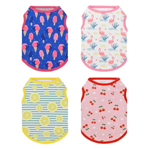 Vehomy Sommer-Shirt für Hunde, Welpen, Katzen, kühl, ärmellos, mit Zitronen-, Kirsch-, Eiscreme, Flamingo-Muster, Kühlweste, gestreift, Tank-Top, Kleidung für kleine, mittelgroße Hunde, Größe M Vehomy Sommer-Shirt für Hunde, Welpen, Katzen, kühl, ärmellos, mit Zitronen-, Kirsch-, Eiscreme, Flamingo-Muster, Kühlweste, gestreift, Tank-Top, Kleidung für kleine, mittelgroße Hunde, Größe M von Vehomy