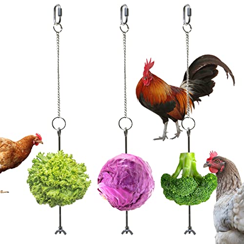 Vehomy Spieß für Hühner, Gemüse, Obst, Halter für Hühner, Haustiere, Huhn, Gemüse, zum Aufhängen, Spielzeug für Hühner, große Vögel, 3 Stück von Vehomy