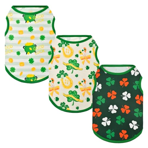Vehomy St. Patrick's Day Hunde-Shirt, Glückskleeblatt, gestreift, mit Kleeblattmuster, St. Patricks, Hundeweste, irische Welpen, Tanktop, ärmelloses Shirt für kleine und mittelgroße Hunde, Größe XS, Vehomy St. Patrick's Day Hunde-Shirt, Glückskleeblatt, gestreift, mit Kleeblattmuster, St. Patricks, Hundeweste, irische Welpen, Tanktop, ärmelloses Shirt für kleine und mittelgroße Hunde, Größe XS, von Vehomy