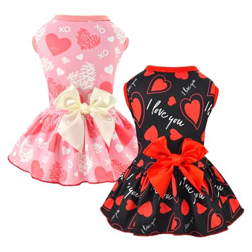 Vehomy Valentinstagskleid für Hunde und Katzen, Herzmotiv, für Welpen, Valentinstag, Rock, Hundekostüm, Outfit für kleine, mittelgroße Hunde und Katzen, Größe XS, 2er-Pack Vehomy Valentinstagskleid für Hunde und Katzen, Herzmotiv, für Welpen, Valentinstag, Rock, Hundekostüm, Outfit für kleine, mittelgroße Hunde und Katzen, Größe XS, 2er-Pack von Vehomy