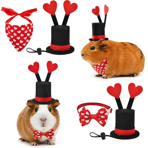 Vehomy Valentinstagskostüm für kleine Haustiere, Hase, Meerschweinchen, Valentinstag, Kaninchen, Zylinderhut mit rotem Herz-Dekor, Kaninchen, Valentinstag, Schleife, Bandana, Kleintier-Schal, Vehomy Valentinstagskostüm für kleine Haustiere, Hase, Meerschweinchen, Valentinstag, Kaninchen, Zylinderhut mit rotem Herz-Dekor, Kaninchen, Valentinstag, Schleife, Bandana, Kleintier-Schal, von Vehomy