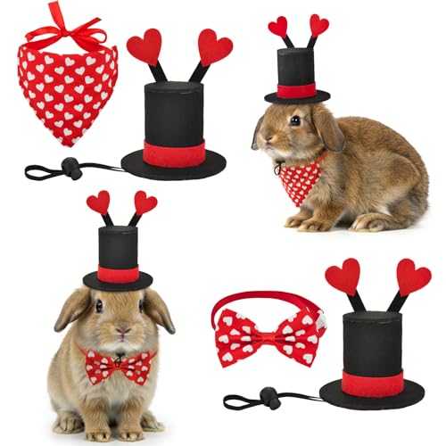 Vehomy Valentinstagskostüm für kleine Haustiere, Hase, Meerschweinchen, Valentinstag, Kaninchen, Zylinderhut mit rotem Herz-Dekor, Kaninchen, Valentinstag, Schleife, Bandana, Kleintier-Schal, Vehomy Valentinstagskostüm für kleine Haustiere, Hase, Meerschweinchen, Valentinstag, Kaninchen, Zylinderhut mit rotem Herz-Dekor, Kaninchen, Valentinstag, Schleife, Bandana, Kleintier-Schal, von Vehomy