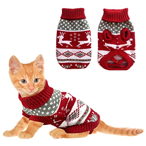 Vehomy Weihnachtspullover für Hunde, Winter-Strickwaren, Klassische warme Mäntel, Rentier, Schneeflocke, Argyle-Pullover für Katzen, Welpen, Katzen, Größe S von Vehomy
