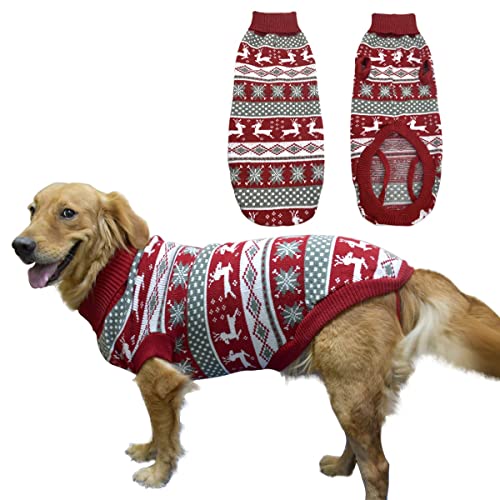 Vehomy Weihnachtspullover für Hunde, Winter-Strickwaren, klassischer warmer Rollkragenpullover, Rentier, Schneeflocke, Argyle, Pullover für mittelgroße und große Hunde, XXL Vehomy Weihnachtspullover für Hunde, Winter-Strickwaren, klassischer warmer Rollkragenpullover, Rentier, Schneeflocke, Argyle, Pullover für mittelgroße und große Hunde, XXL von Vehomy