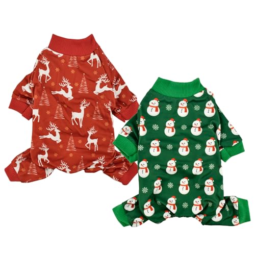 Vehomy Weihnachtspyjama für Hunde, mit Schneemann-Elch-Muster, Weihnachts-Einteiler, Jumpsuit, Jammies, Kleidung, dehnbare Hemden, bequemes Outfit, Kostüm für kleine, mittelgroße und große Hunde Vehomy Weihnachtspyjama für Hunde, mit Schneemann-Elch-Muster, Weihnachts-Einteiler, Jumpsuit, Jammies, Kleidung, dehnbare Hemden, bequemes Outfit, Kostüm für kleine, mittelgroße und große Hunde von Vehomy