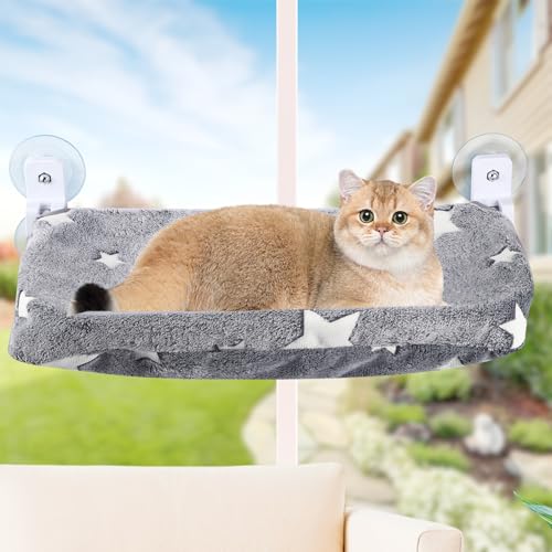 Katzen Fensterliege,Faltbare Katzen Hängematte mit Leuchtenden Sternen,Katzen Hängematte Fenster,Fensterplätze mit Starken Saugnäpfen,Klappbar Katzen Hängematte,Fensterhängematte Katzenhängebett von Vehoukli