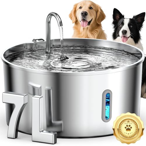Vekonn Hund Wasserbrunnen Edelstahl, 7L/6,690.5 g Hund Wassernapf Spender für Große Hunde, Automatischer Haustier Wasserbrunnen Vekonn Hund Wasserbrunnen Edelstahl, 7L/6,690.5 g Hund Wassernapf Spender für Große Hunde, Automatischer Haustier Wasserbrunnen von Vekonn