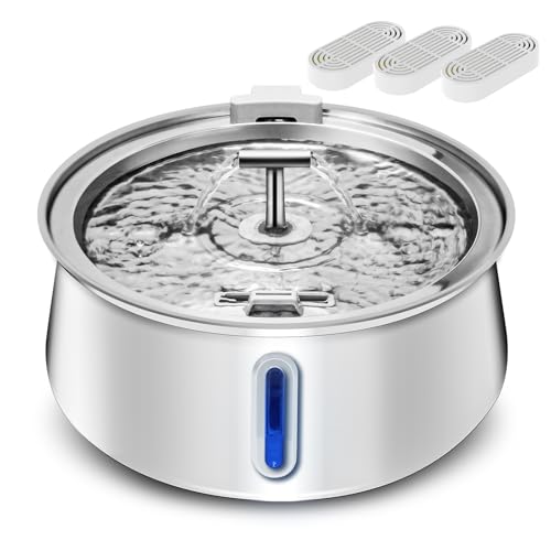 Vekonn Katzen-Wasserbrunnen aus Edelstahl, 1,05 gal/3,827.2 g Haustier-Wasserbrunnen mit Wasserstandsanzeige und 2-Wege-Auslauf, Katzenbrunnen mit leiser Pumpe und 3 Filtern, ideal für Katzen und Vekonn Katzen-Wasserbrunnen aus Edelstahl, 1,05 gal/3,827.2 g Haustier-Wasserbrunnen mit Wasserstandsanzeige und 2-Wege-Auslauf, Katzenbrunnen mit leiser Pumpe und 3 Filtern, ideal für Katzen und von Vekonn