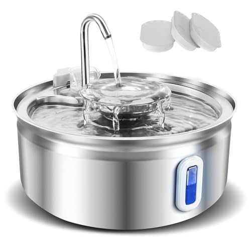 Vekonn Katzenwasserbrunnen aus Edelstahl, 0,8 gal/3,061.7 g Haustier-Wasserbrunnen mit Wasserstandsanzeige und zweistufigem Design, Katzenbrunnen mit leiser Pumpe und 3 Filtern, ideal für Katzen und Vekonn Katzenwasserbrunnen aus Edelstahl, 0,8 gal/3,061.7 g Haustier-Wasserbrunnen mit Wasserstandsanzeige und zweistufigem Design, Katzenbrunnen mit leiser Pumpe und 3 Filtern, ideal für Katzen und von Vekonn