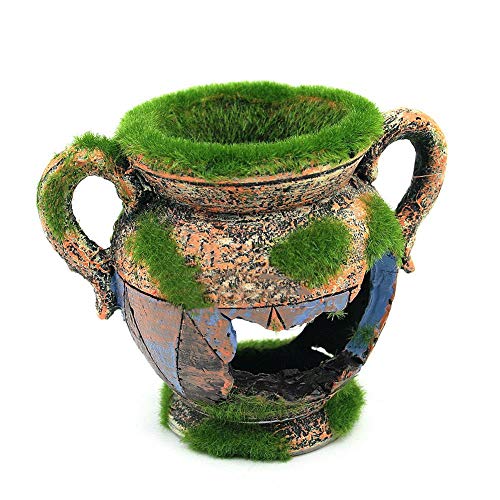 Vektenxi Aquarium Aquarium Landschaftsbau Garnelen versteckt Höhle Moos Vase Harz Ornament Dekor ungiftig Größe 11 cm * 6,5 cm * 9 cm grün langlebig und praktisch von Vektenxi