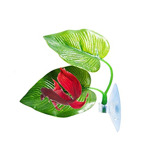 Vektenxi Betta Fish Leaf pad Betta Bed Leaf hängematte Spielzeug Kunststoff Aquarium Pflanzen mit saugnapf langlebig und praktisch von Vektenxi