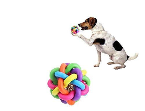 Vektenxi Bunte Glocken geflochtene Ball Regenbogen Ball verwoben Gummi Hund welpen Spielzeug sehr praktisch und beliebt von Vektenxi