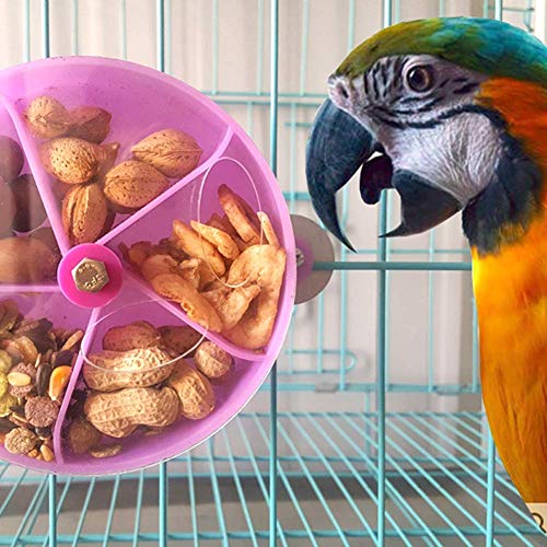 Vektenxi Haustier-Vogel-Papageienkäfig-Fütterungsgerät-Spielzeug, das rundes Rad-Plastiknahrungsmittelkasten-Purpur dreht Kreativ und nützlich von Vektenxi