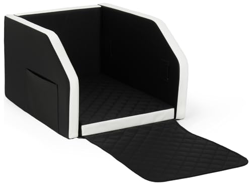 Velinda Autohundebett Hunde-Autositz Hundebett f. Rückbank Hundesitz Modulbett 55x70 cm (Farbe: schwarz - weiß) von Velinda