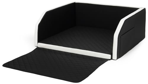 Velinda Autohundebett Reisebett Hundebett Kofferraum Modulbett Transportsystem 100x90cm (Farbe: schwarz - weiß) von Velinda