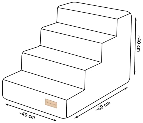Hundetreppe mit 4 Stufen Katzentreppe Haustiertreppe Einstiegshilfe Schaumstoff (Farbe: cremefarben) von Velinda