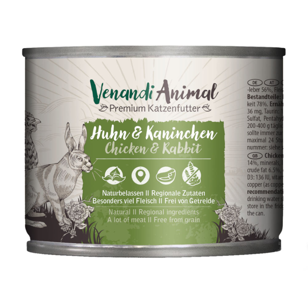 Sparpaket Venandi Animal 24 x 200 g - Huhn & Kaninchen von Venandi Animal