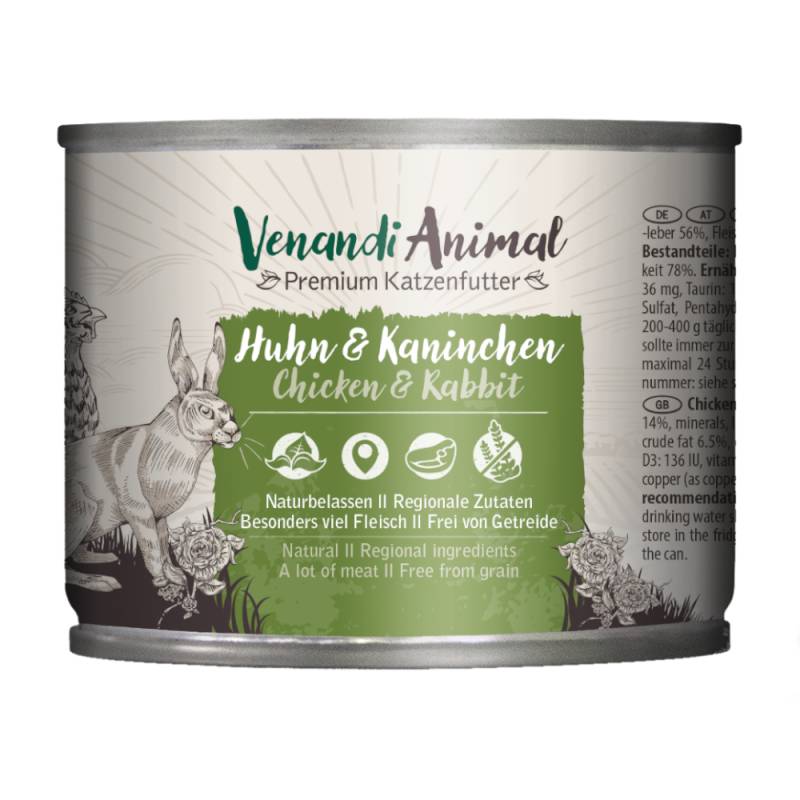 Sparpaket Venandi Animal 24 x 200 g - Huhn & Kaninchen von Venandi Animal