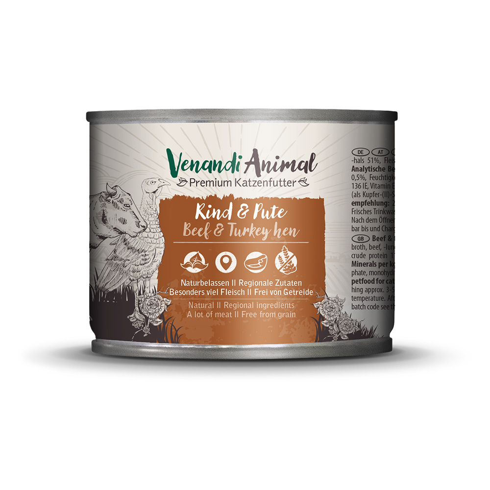 Sparpaket Venandi Animal Adult Cat 24 x 200 g - Rind & Pute Sparpaket Venandi Animal Adult Cat 24 x 200 g - Rind & Pute von Venandi Animal