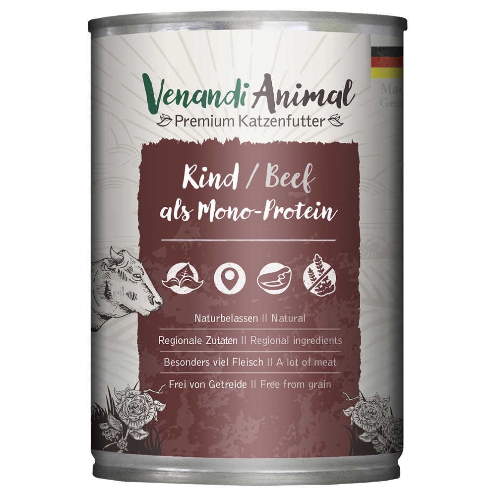 Sparpaket Venandi Animal Monoprotein 24 x 400 g - Rind Sparpaket Venandi Animal Monoprotein 24 x 400 g - Rind von Venandi Animal