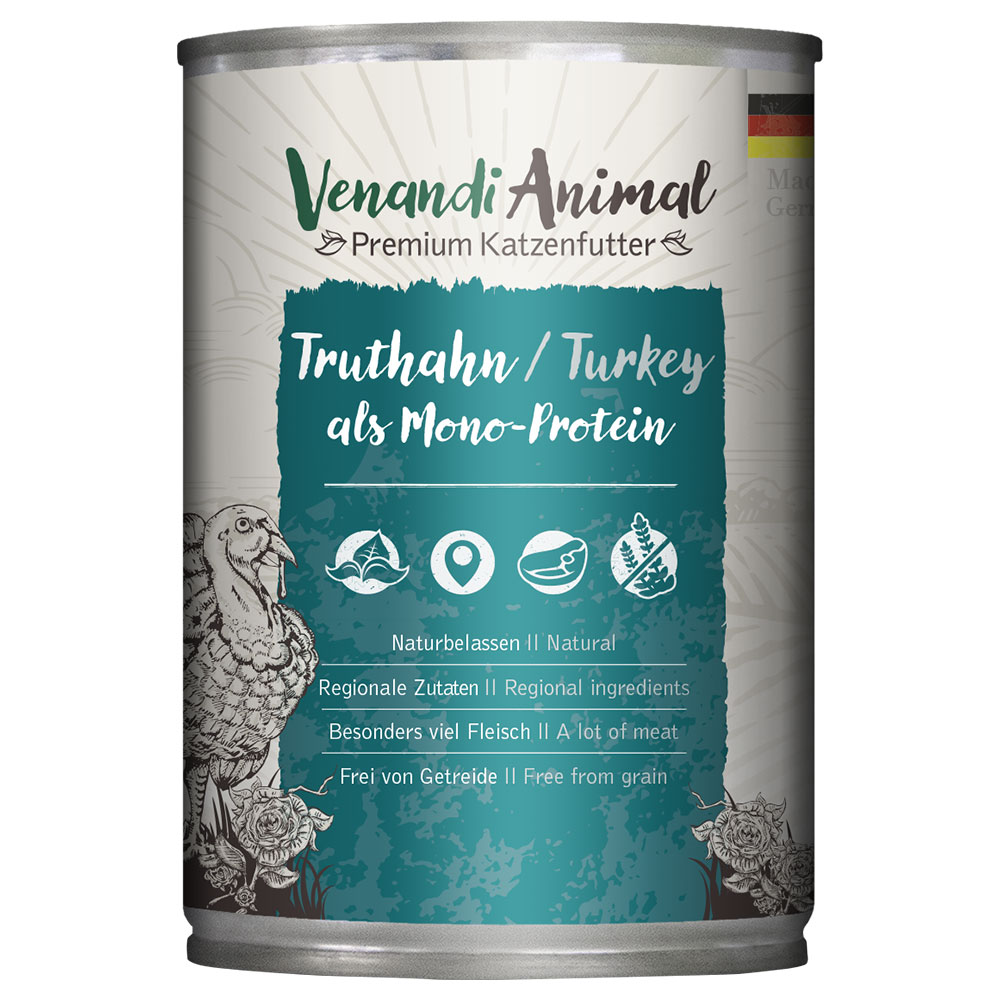 Sparpaket Venandi Animal Monoprotein 24 x 400 g - Truthahn von Venandi Animal