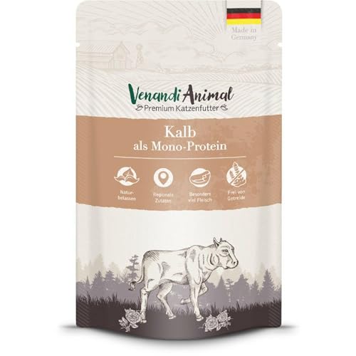 Venandi Animal Katzenfutter Nass | 100% frisches Fleisch | Single Protein: auch für Katzen mit empfindlichem Magen geeignet (Kalb, 12 x 125g) von Venandi Animal