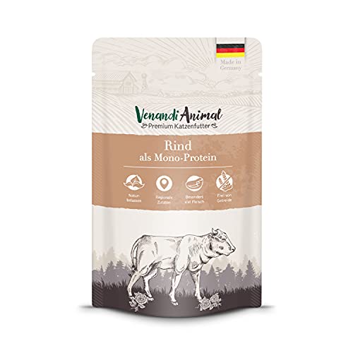 Venandi Animal Katzenfutter Nass | 100% frisches Fleisch | Single Protein: auch für Katzen mit empfindlichem Magen geeignet (Rindfleisch, 12 x 125g) von Venandi Animal