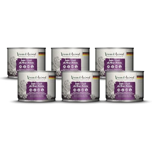 Venandi Animal - Premium Nassfutter für Katzen - Ente als Monoprotein 6er Pack (6 x 200 g), getreidefrei, Monoprotein von Venandi Animal