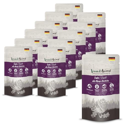 Venandi Animal - Premium Nassfutter für Katzen - Ente als Monoprotein 12er Pack (12 x 125 g), getreidefrei, Monoprotein von Venandi Animal