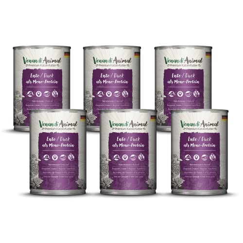 Venandi Animal - Premium Nassfutter für Katzen - Ente als Monoprotein 6er Pack (6 x 400 g), getreidefrei, Monoprotein von Venandi Animal