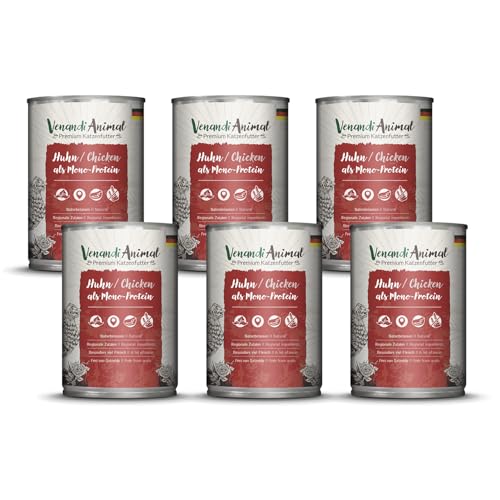 Venandi Animal - Premium Nassfutter für Katzen - Huhn als Monoprotein 6er Pack (6 x 400 g), getreidefrei, Monoprotein von Venandi Animal