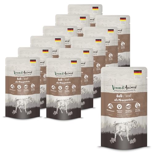 Venandi Animal - Premium Nassfutter für Katzen - Kalb als Monoprotein 12er Pack (12 x 125 g), getreidefrei, Monoprotein von Venandi Animal