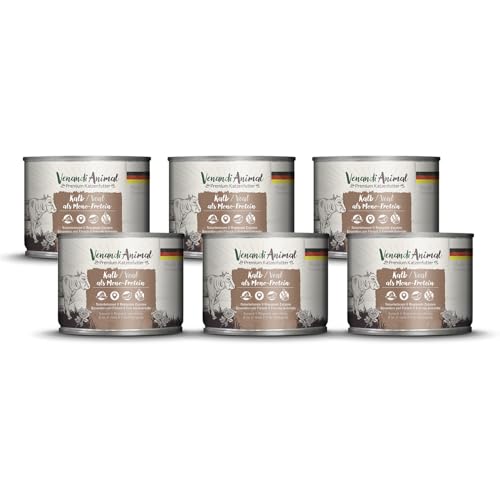 Venandi Animal - Premium Nassfutter für Katzen - Kalb als Monoprotein 6er Pack (6 x 200 g), getreidefrei, Monoprotein von Venandi Animal