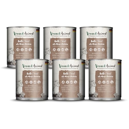 Venandi Animal - Premium Nassfutter für Katzen - Kalb als Monoprotein 6er Pack (6 x 800 g), getreidefrei, Monoprotein von Venandi Animal