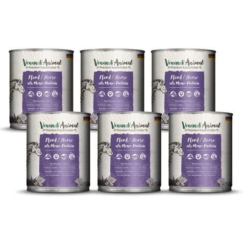 Venandi Animal - Premium Nassfutter für Katzen - Pferd als Monoprotein 6er Pack (6 x 800 g), getreidefrei, Monoprotein von Venandi Animal