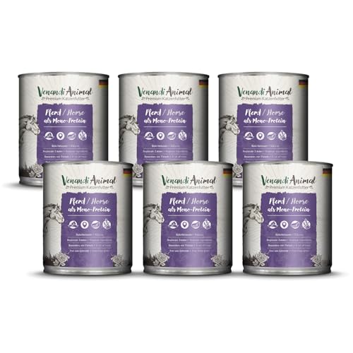 Venandi Animal - Premium Nassfutter für Katzen - Pferd als Monoprotein 6er Pack (6 x 800 g), getreidefrei, Monoprotein von Venandi Animal