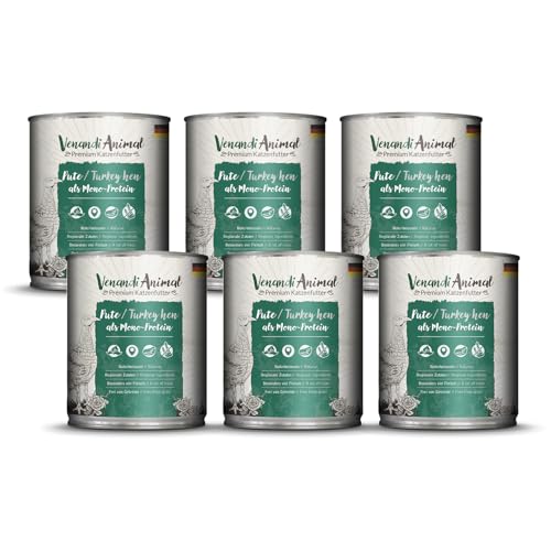 Venandi Animal Premium Nassfutter für Katzen, Pute als Monoprotein, 6 x 800 g, getreidefrei und naturbelassen, 4.8 kg von Venandi Animal