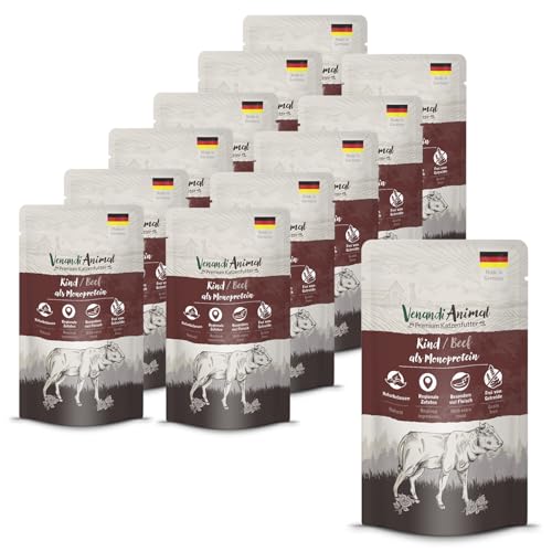 Venandi Animal - Premium Nassfutter für Katzen - Rind als Monoprotein 12er Pack (12 x 125 g), getreidefrei, Monoprotein von Venandi Animal