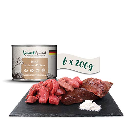 Venandi Animal - Premium Nassfutter für Katzen - Rind als Monoprotein 6er Pack (6 x 200 g), getreidefrei, Monoprotein von Venandi Animal