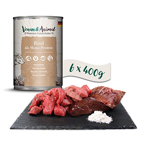 Venandi Animal - Premium Nassfutter für Katzen - Rind als Monoprotein 6er Pack (6 x 400 g), getreidefrei, Monoprotein von Venandi Animal