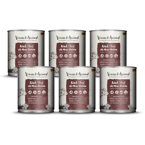 Venandi Animal - Premium Nassfutter für Katzen - Rind als Monoprotein 6er Pack (6 x 800 g), getreidefrei, Monoprotein von Venandi Animal
