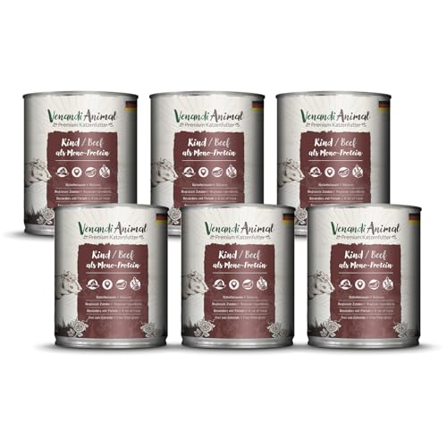 Venandi Animal - Premium Nassfutter für Katzen - Rind als Monoprotein 6er Pack (6 x 800 g), getreidefrei, Monoprotein von VenandiAnimal